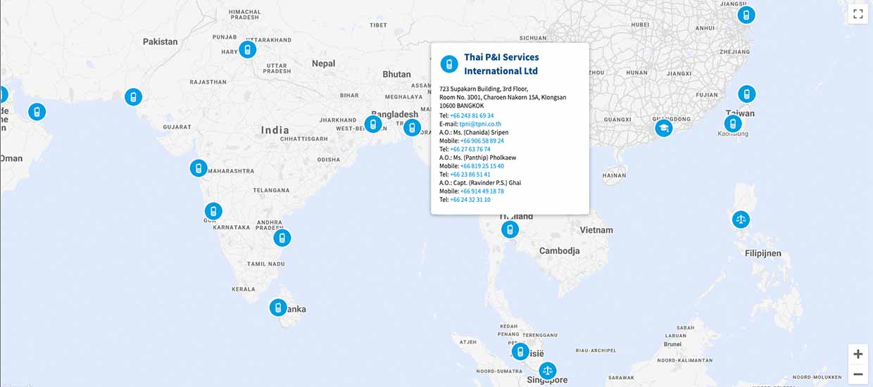 NNPC correspondenten overzicht op wereldkaart